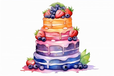 Delicious cake on white. Illustration.の素材