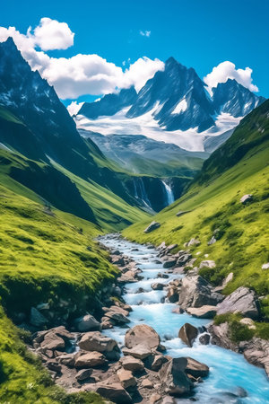 Beautiful landscape with mountains in Switzerland.の素材