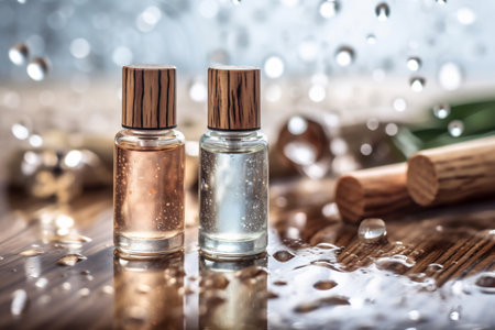 Dropper glass Bottle Mock-Up. Body treatment and spa. Natural beauty products. Blank bottle.の素材