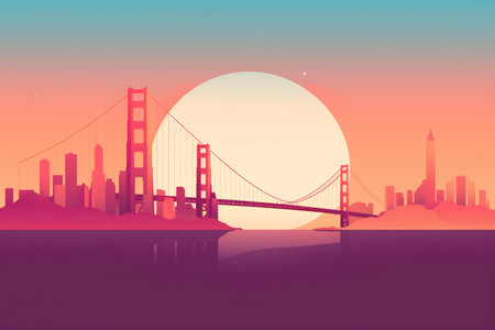 San Francisco urban landscape. Pattern with houses. Illustration.の素材