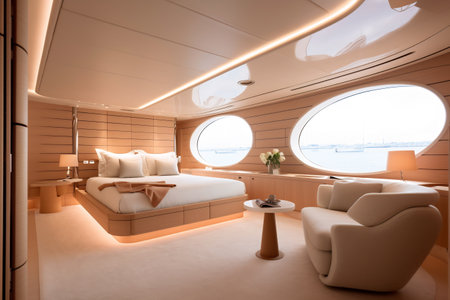 Luxurious interior of a modern yacht.の素材