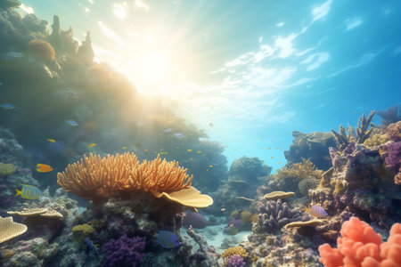 Underwater view of the coral reef. Ecosystem. Life in tropical waters.の素材