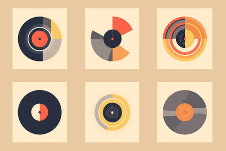 Abstract colorful vinyl disc picture. Digital illustration. Ready to poster usage.の素材