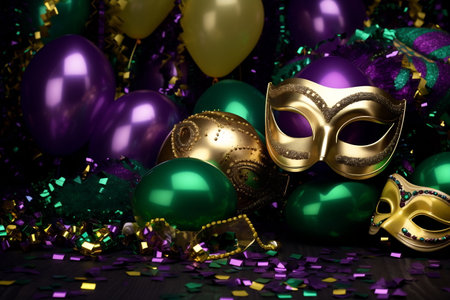 Mardi Gras mask, balloons and sparkles.の素材