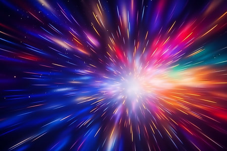 Abstract colored firework background with free space for text.の素材