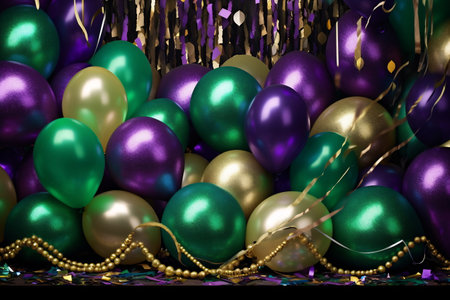 Mardi Gras balloons and sparkles.の素材