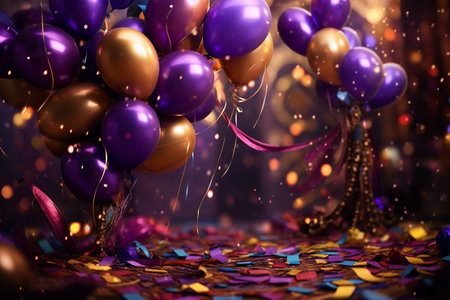 Mardi Gras balloons and sparkles.の素材