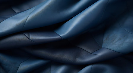 High-resolution image capturing the intricate texture and rich navy tone of premium leather materialの素材