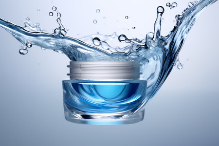 Beauty cream jar with dynamic water splashの素材