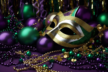 Mardi Gras mask, balloons and sparkles.の素材