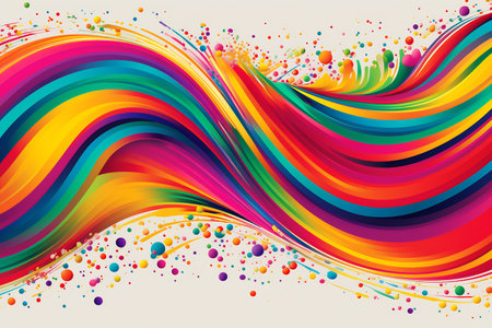 Vivid paint splashes on dark space-like background with text overlay. Holi Festival conceptの素材