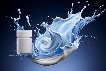 Beauty cream jar with dynamic water splashの素材