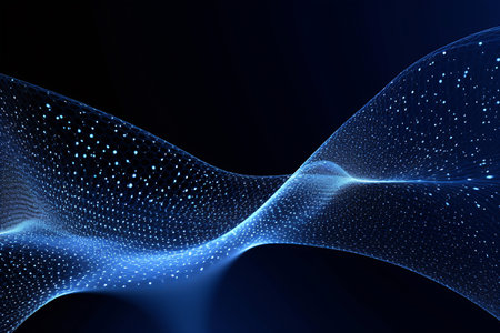 Blue background with a set of dots, an abstract image. In the style of infinity nets.の素材