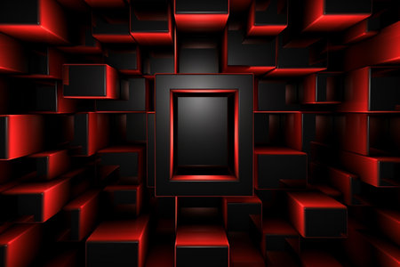 Black and red abstract tech geometric modern background.の素材
