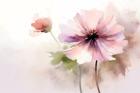Greeting card with flowers. Can be used as an invitation card for wedding, birthday and other holiday and summer background.の素材