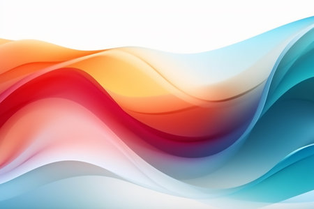 Curved wave in motion. Green red yellow orange wallpaper background.の素材