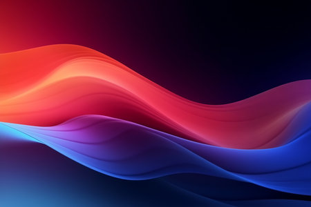Curved wave in motion. Blue red wallpaper background.の素材
