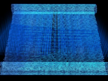 Dark Blue Futuristic Scroll on black backgroundの写真素材