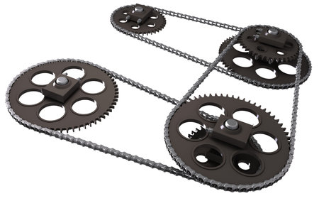 Element of chain drive isolated on white background
