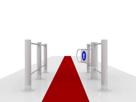 Road to the turnstile. Isolated on whiteの写真素材