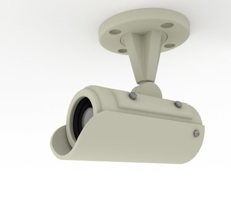 Camera video surveillance isolated on white backgroundの写真素材