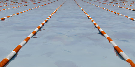 Swimming path. Separated by a barrier. 3d render