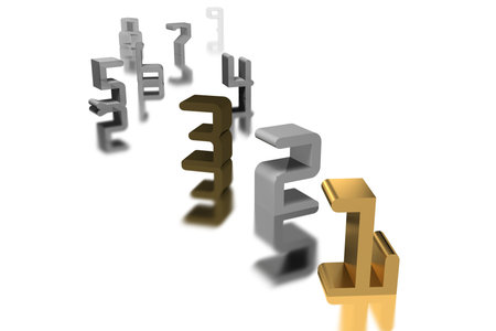 The numbers on the mirror surface. 3d render