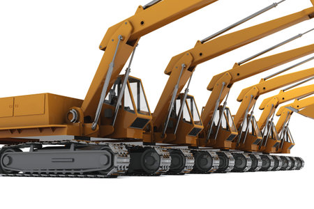 Group of Orange diggers isolated on white background