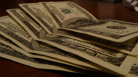 Stack of dollar banknotes closeup stock photos