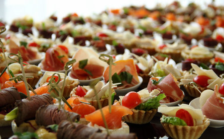 Canape Set. Small dish on the table of European party