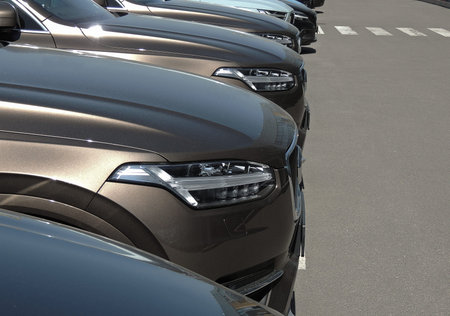 Line of vehicles on the asphalt