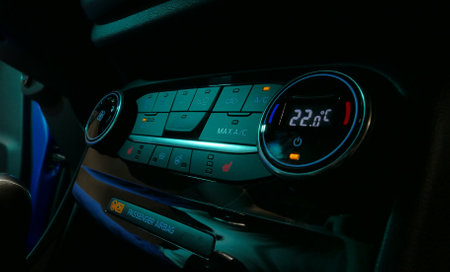 Electronic Block With Mode Selection Of Air Conditioner In Carの写真素材