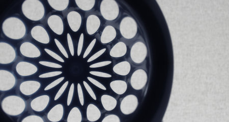 Round perforated pattern similar to the design of an aircraft turbineの写真素材