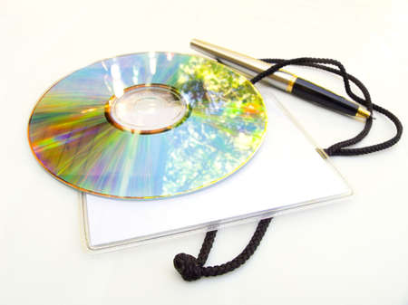 Attributes for work at an exhibition. In a disk the sky is reflected.の写真素材