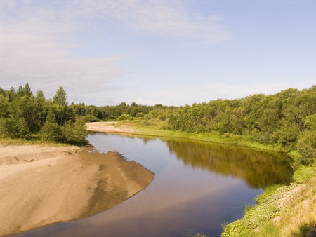 Landscape with the river in the north Russia