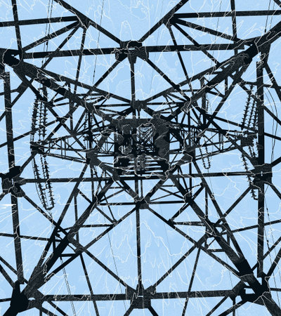 High-voltage mast on a freakish abstract background