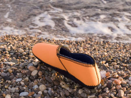 Slippers for navigation on seacoastの写真素材