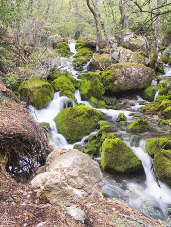 Falls on the small mountain river in Crimeaの写真素材