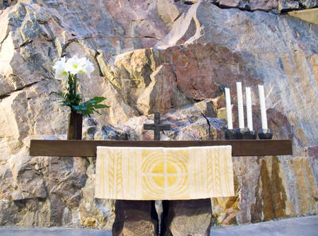 Lutheran church in a stone rock. Finlandのeditorial素材