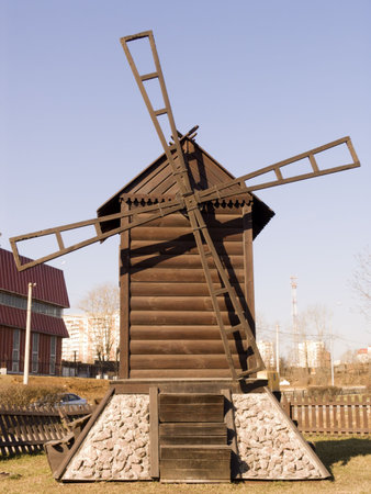 Breadboard model of a windmill from wood