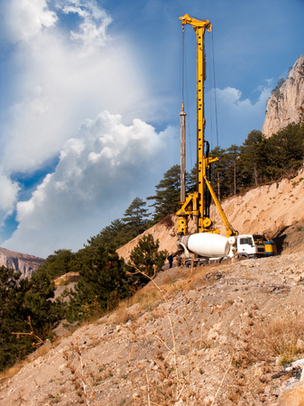 The strengthening of the mountain roadの写真素材