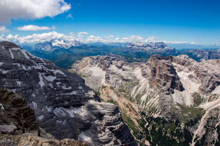 View from Tofane showing surrounding tops and ridges, Italyの写真素材