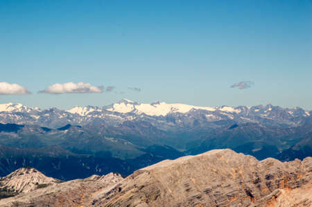 View from Tofane showing surrounding tops and ridges, Italyの写真素材