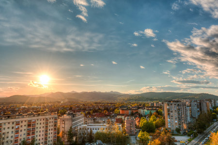 City view with a sunset, Ljubljana, Slovenia