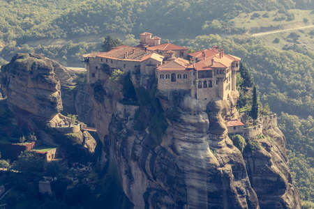 Monastery of Varlaam built on a tall rock, Meteora, Greece.の写真素材