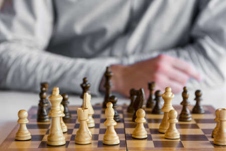 Game of chess. Man waiting to begin.の写真素材