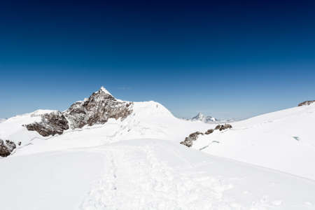 Picturesque view of mountains. Lyskamm at Monte Rosa massif.の写真素材
