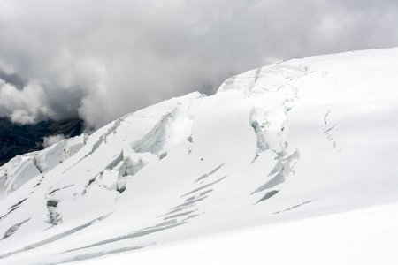 Glacier. Ice cracking on glacier slope at Monte Rosa massif.の写真素材