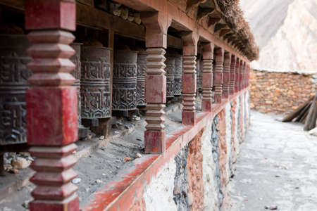 Closeup of Tibetan praying wheels.の写真素材