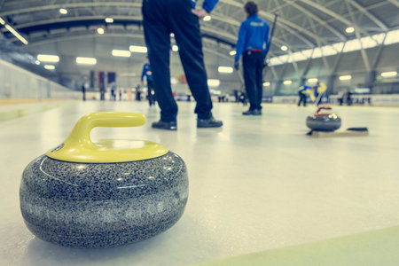 Curling stone on a game sheet.の写真素材